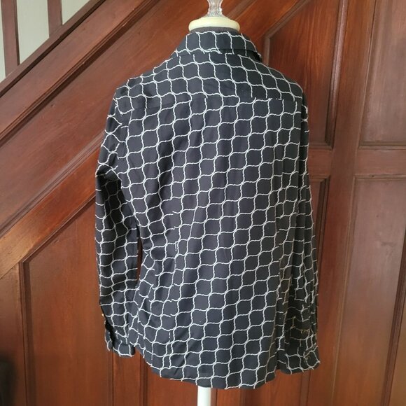 Talbots Womens Wrinkle Resistant Button-Up Shirt Black & White Size 18 - Picture 4 of 4